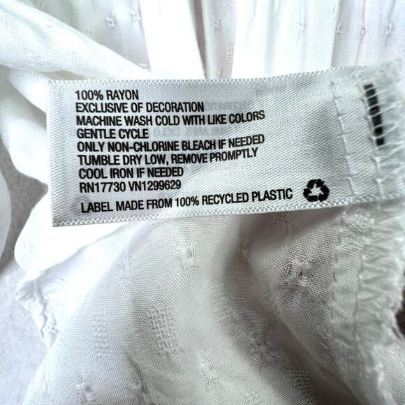 Knox Rose Embroidered Bohemian Style White Top 3/4 Sleeve V-neck Button Front, M - Picture 8 of 11